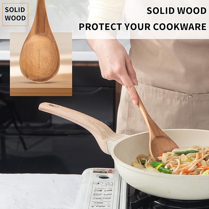 Wooden Spoonsfor Cooking2PCS, Acacia Wood Spoon 12.6" Wooden Utensils for Mixing, Mixing Spoons Cooking Spoon for Stirring Long Wooden Spoon Kitchen Serving Nonstick Utensil Smooth Finish