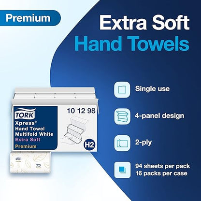 Tork Xpress Paper Towel Dispenser and Tork Extra Soft Multifold Hand Towels (16 Packs) - Image 7