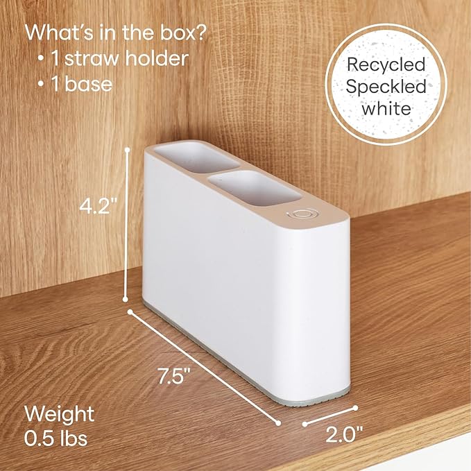 YouCopia SipStation Straw Holder, Reusable Straw Organizer for Kitchen Storage, Speckled White - Image 6