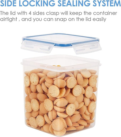 Vtopmart Food Storage Containers 2.5L / 84.5oz, 4 Pieces BPA Free Plastic Airtight Canister for Flour, Sugar, Baking Supplies, with 4 Measuring Cups and 24 Labels, Blue - Image 5