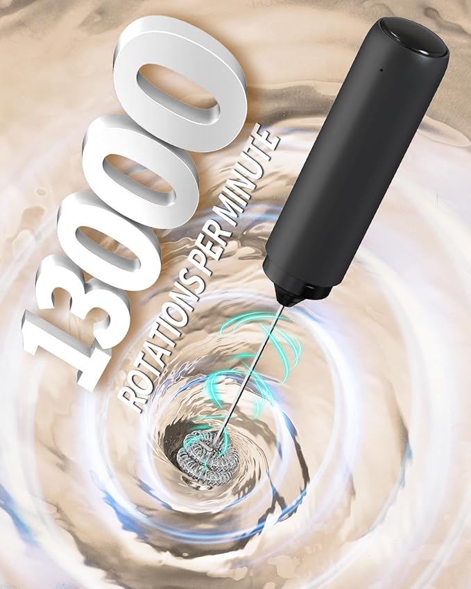 CIRCLE JOY Rechargeable Milk Frother Hanheld, Dual Coil Whisk Head Electric Coffee Frother, Portable Hand Frother Wand Drink Mixer for Matcha Lattes Cappuccino, Kitchen Gifts, Black - Image 2