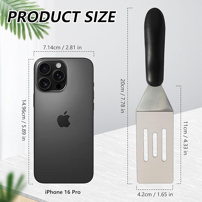 【2 Pack】 Small Metal Spatula Set, Mini Stainless Steel Serving Spatulas for Kitchen Use, Ideal for Flipping Pancake, Brownie, Cookie, Cake, Egg – Professional Cooking & Baking Utensil