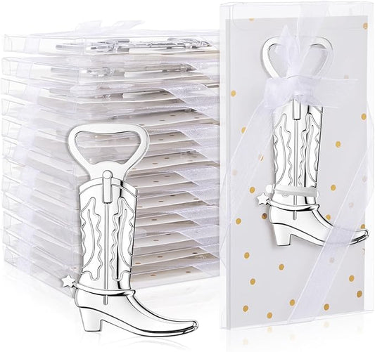 Hortsun 36 Sets Cowboy Boot Bottle Openers Baby Shower Bottle Opener Favors for Guest Party Bottles Opener Gifts Bulk for Baby Shower Wedding Birthday Party Favor Decoration Supplies(Silver)