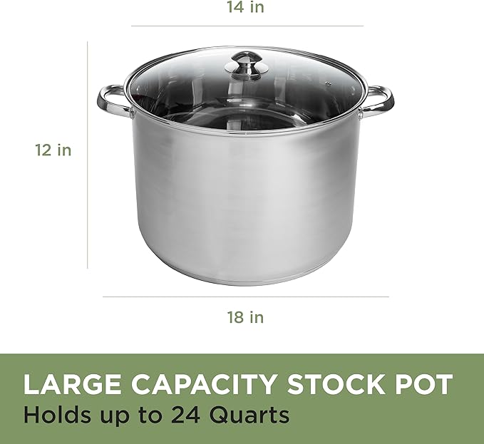 Ecolution Stainless Steel Stock Pot, Encapsulated Induction Ready Cooking Pot with Glass Lid, Oven Safe, Dishwasher Safe Soup Pot, 24-Quart - Image 4