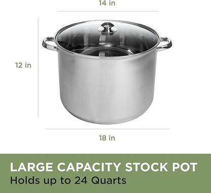 Ecolution Stainless Steel Stock Pot, Encapsulated Induction Ready Cooking Pot with Glass Lid, Oven Safe, Dishwasher Safe Soup Pot, 24-Quart - Image 4