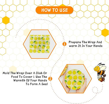 Reusable Beeswax Wrap - 9 Pack Eco-Friendly Beeswax Wraps For Food, Organic, Sustainable, Biodegradable, Zero Waste, Plastic-Free Food Storage, 1L Strawberry, 3M Orange, 5S Lemon Patterns - Image 4