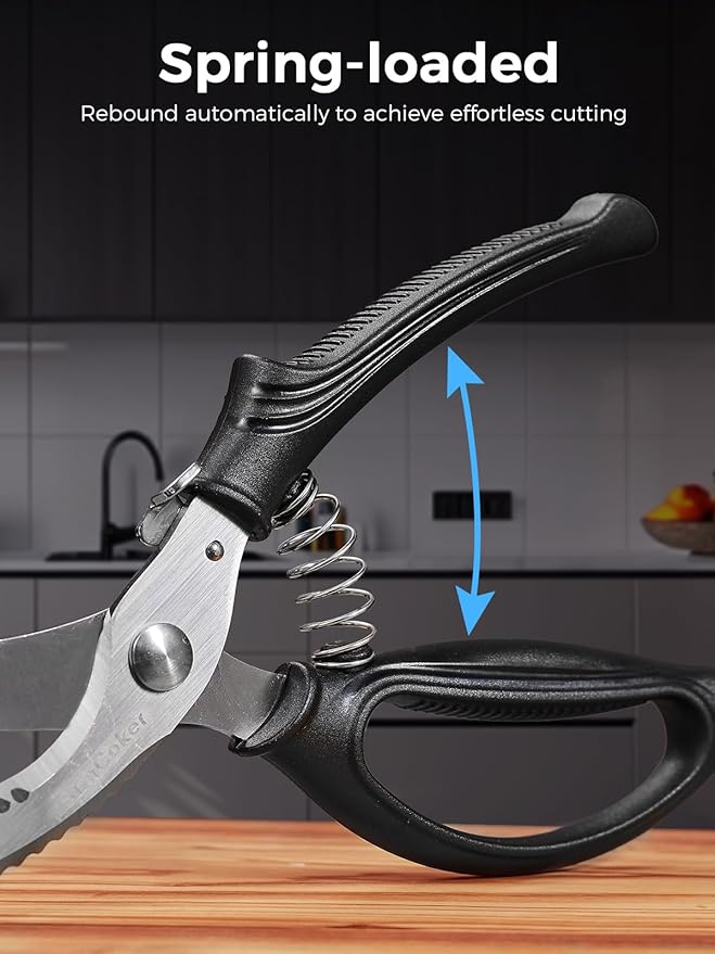 Poultry Shears, Heavy Duty Kitchen Shears With Anti-Slip Handle & Safety Lock, Poultry Scissors for Meat, Chicken, Bone,Turkey, Fish, Spring Loaded, Dishwasher Safe - Image 5