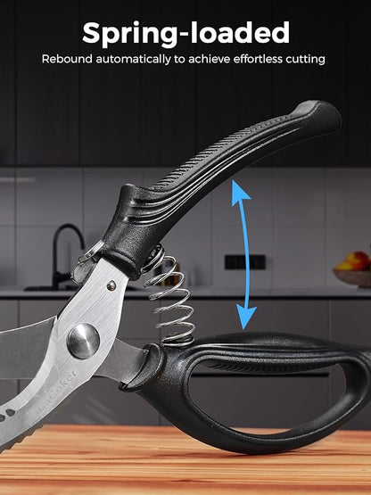 Poultry Shears, Heavy Duty Kitchen Shears With Anti-Slip Handle & Safety Lock, Poultry Scissors for Meat, Chicken, Bone,Turkey, Fish, Spring Loaded, Dishwasher Safe - Image 5