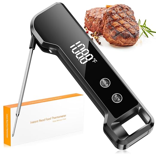 Digital Meat Thermometer with ±0.5℉ Precision, Fast Reading Waterproof Food Thermometer for Grilling and Cooking, Easy to Use, LCD Display, Kitchen Gadgets BBQ Accessories