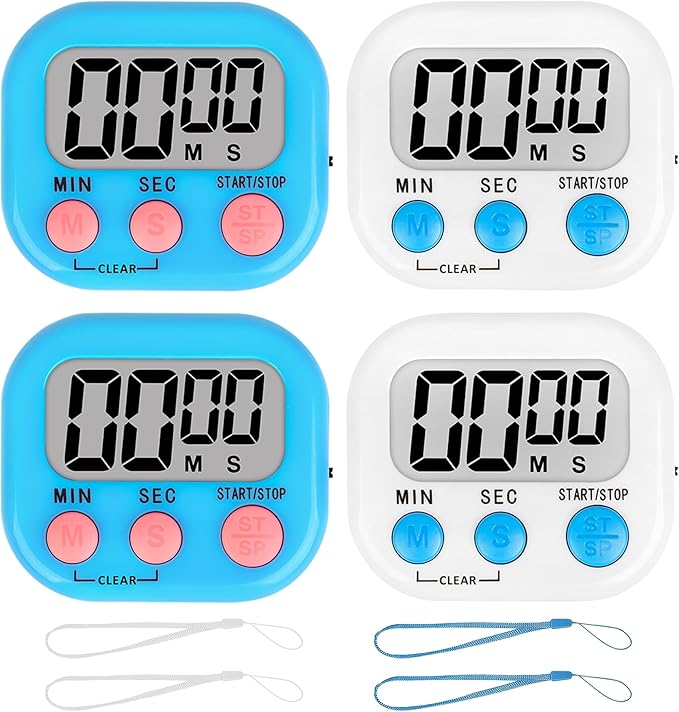 ZILLEEN Classroom Timer for Kids Teachers 4 Pack Digital Timers, Blue & White by ZILLEEN