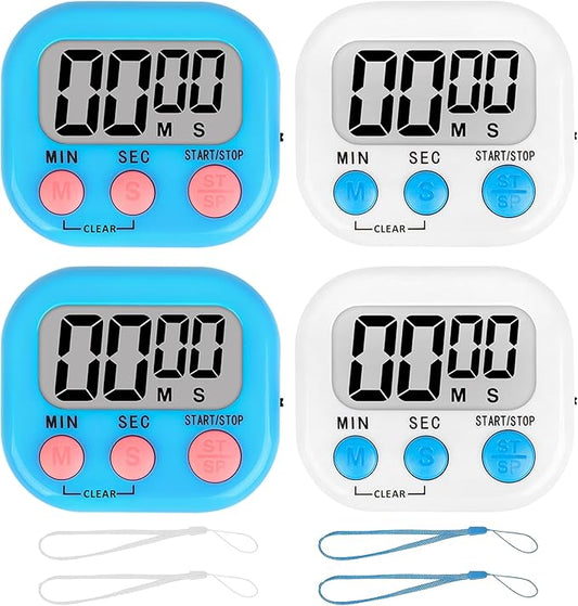 ZILLEEN Classroom Timer for Kids Teachers 4 Pack Digital Timers, Blue & White by ZILLEEN