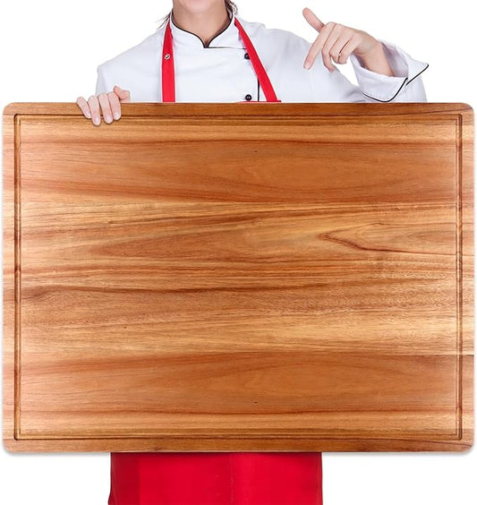 20" XL Extra Large Wooden Cutting Boards for Kitchen Charcuterie Boards Hardwood Solid Chopping Board Big Acacia Wood Cutting Board Meat Serving Cheese Board Thick Butcher Block Turkey Carving Board by Ayiaren
