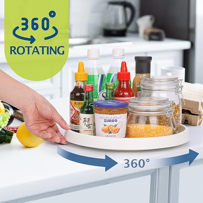 Set of 6, 12 Inch Non-Skid Lazy Susan Turntable, Lazy Susan Organizer for Cabinet, Pantry Organization, Kitchen Storage, Bathroom Sink Cabinet, Refrigerator, Countertop, Spice Rack (6 Pack 12 in) - Image 2