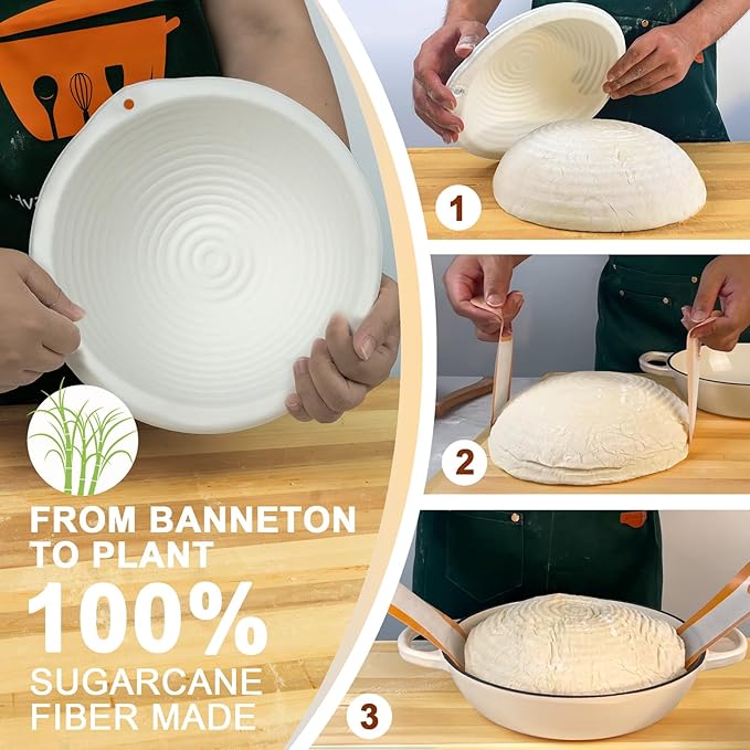 AHJ 6QT Dutch Oven For Bread Baking, Enameled Cast Iron Dutch Oven Pot with Lid, Multi-Functional Bread pan, Sourdough Baking Supplies with Proofing Basket, Cast Iron Bread Oven, Silicone Sling & Gloves. - Image 6