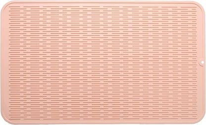 MicoYang Silicone Dish Drying Mat for Multiple Usage,Easy clean,Eco-friendly,Heat-resistant Silicone Mat for Kitchen Counter or Sink,Refrigerator or Drawer Liner Pink 3XL 28 inches x 18 inches by MicoYang