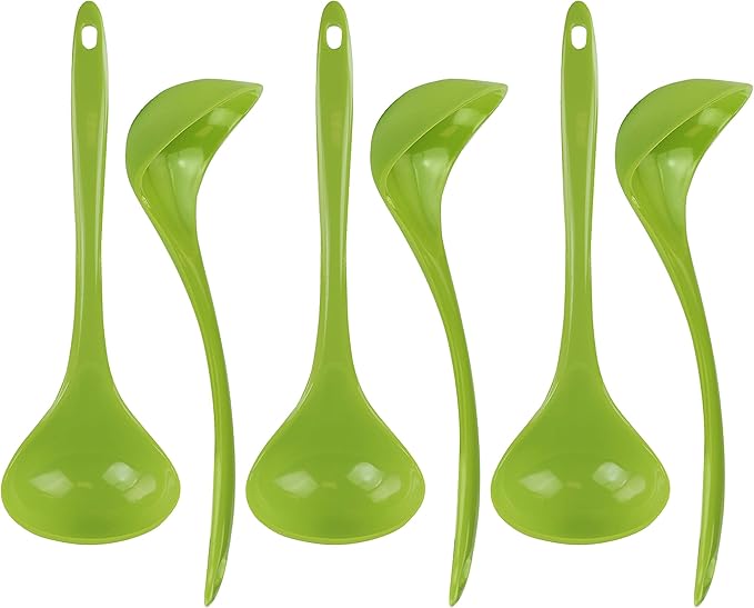 Reston Lloyd Melamine Soup Ladle Kitchen Utensil, Premium Quality Utensil with Heat Resistant Ergonomic Handle, Durable BPA-Free Plastic, 10.5 inch long, 6pc Set, Lime by RestonLloyd