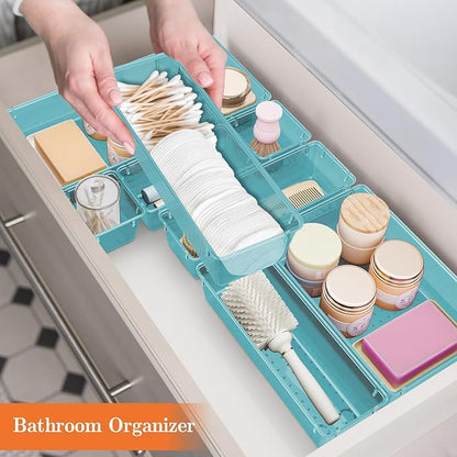 SpaceHacks 25 PCS Plastic Drawer Organizer Set, 4-Size Versatile Organizer Trays & Storage Bins for Makeup, Jewelry, and Gadgets in Bathroom, Bedroom and Office, Sea Blue - Image 6