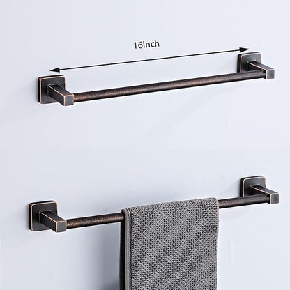 Bathroom Hardware Set 4 Pieces,Oil Rubbed Bronze Towel Bar Set Stainless Steel Wall Mounted, Includes 16In Hand Towel Bar, Towel Ring, Robe Towel Hooks,Toilet Paper Holder, Bathroom Towel Rack Set - Image 2