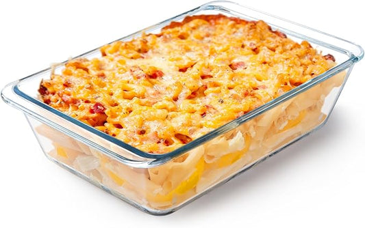 NUTRIUPS 2.4QT Rectangular Deep Glass Baking Dish, Glass Baking Pan for Oven, Clear Bakeware Deep Casserole Dish(2.4QT)