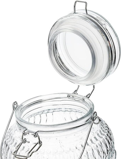 Kingrol 1 Gallon Glass Drink Dispenser with Lid and Spigot - Wide Mouth, Leak Proof Juice Pitcher- Vintage Beverage Dispenser for Party, Wedding, Picnic