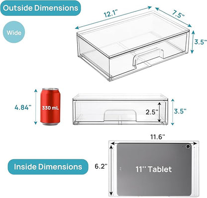 Vtopmart 12.1''W Clear Stackable Storage Drawers,3 Pack Acrylic Plastic Organizers Bins for Makeup Palettes, Cosmetics, and Beauty Supplies,Ideal for Vanity, Bathroom,Cabinet,Desk Organization - Image 3