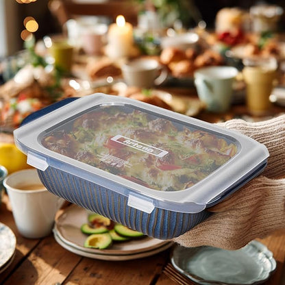 Artena Baking Dish 2.3 Quarts, Casserole Dishes For Oven, Baking Pan With Handles, Lasagna Pan Deep, Large Casserole Dish, Rectangular Ceramic Bakeware, Blue (Baking Dish With Lids) - Image 9