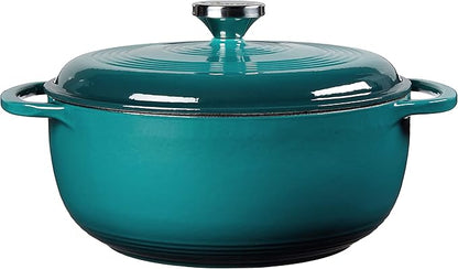 Lodge 4.5 Quart Enameled Cast Iron Dutch Oven with Lid – Dual Handles – Oven Safe up to 500° F or on Stovetop - Use to Marinate, Cook, Bake, Refrigerate and Serve – Lagoon - Image 2