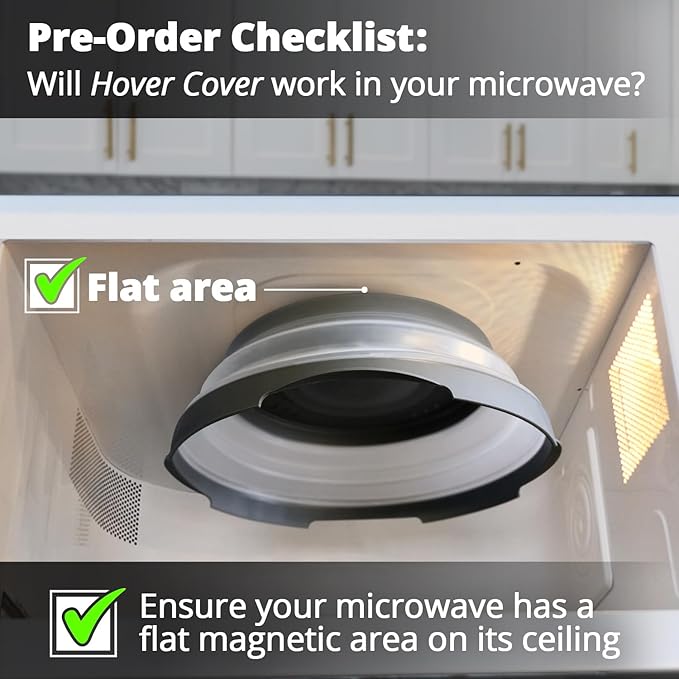 HOVER COVER Magnetic Microwave Splatter Cover with High Power, Strongest Magnetic Grip, Collapsible 12-Inch BPA-Free Food Lid, Vented Plate Guard, Dishwasher Safe, Space-Saving Storage - Gray - Image 3