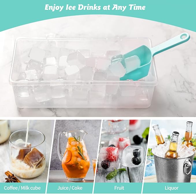 Silicone Ice Cube Tray with Leak-Proof Lid & Storage Bin for Freezer – BPA-Free 36-Piece Nugget Ice Molds, Spill-Resistant Cover & Ice Scoop Container Cover - Image 5