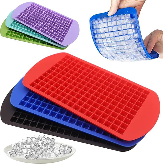 Silicone Mini Ice Cube Trays 3 Pack, 160 Crushed Ice Cube Molds Easy Release Small Ice Cube for Chilling Whiskey Cocktail, Kitchen Gadgets Stackable Ice Trays, Specialty Accessories Tool for Freezer by LeeYean