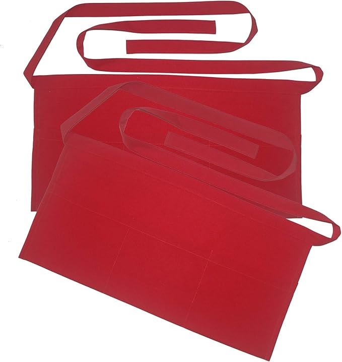 Resist water 3 big Pockets Waist Server Apron Kitchen Restaurant Unisex Half Aprons by SEW+UR+LIFE