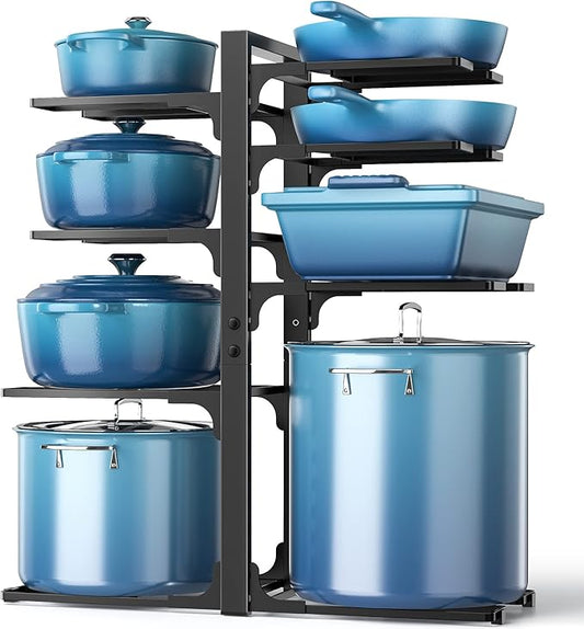 ORDORA Pots and Pans Organizer: under Cabinet, 20.8" Height Heavy Duty 120LBS Pots Pans Organizer Rack for under Cabinet 8-Tier Adjustable for Big Stockpots, Dutch Oven, Cast-iron Pans, Heavy Cookware by ORDORA