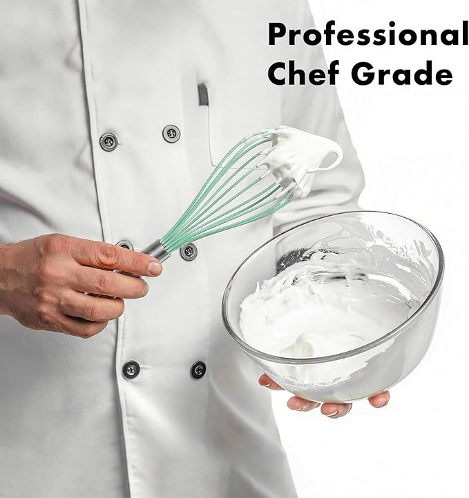 OYV 10-Inch Teal Silicone Whisk, Heat Resistant 480°F Kitchen Whisk with Stainless Steel Ergonomic Handle, Non-Scratch for Nonstick Cookware, Dishwasher Safe, Perfect for Blending, Cooking & Beating - Image 9