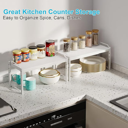 X-cosrack 2 Pack Expandable Kitchen Cabinet Shelf Organizer, Stackable Adjustable Storage Shelves for Pantry Cupboard Kitchen Counter, 20LBS Loading Capacity, Size: W*D*H=20.5 * 8.26" * 8.72" - Image 6