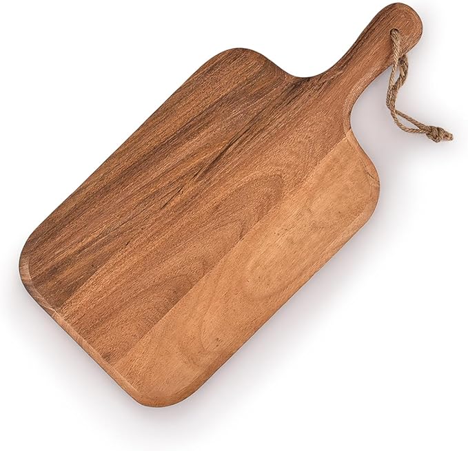 Samhita Acacia Wood Cutting Board, for Meat, Cheese, Bread, Vegetables & Fruits, with Grip Handle (15" x 7")