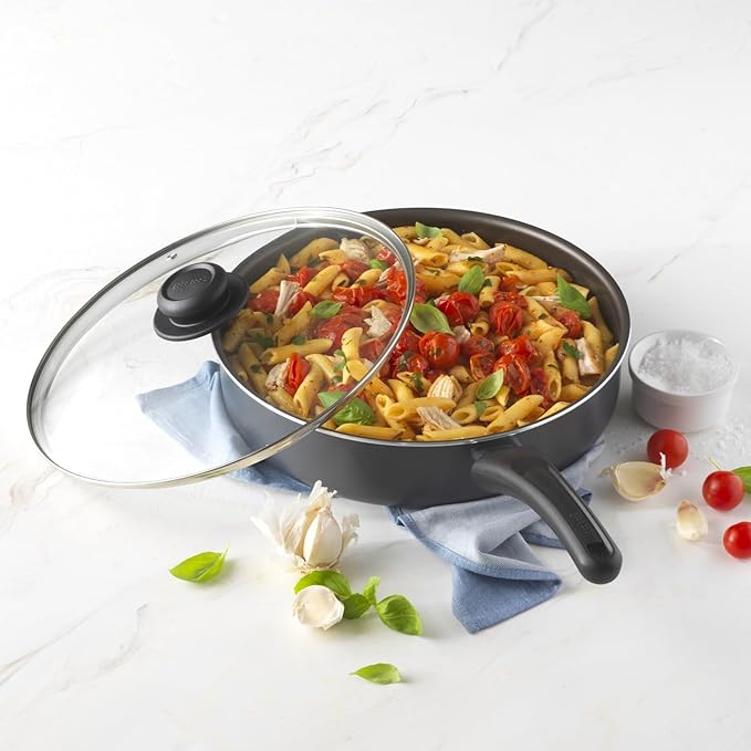 GoodCook Everyday Deep Sauté Pan with Lid, Aluminum Nonstick Construction, 11-Inch, Black - Image 2