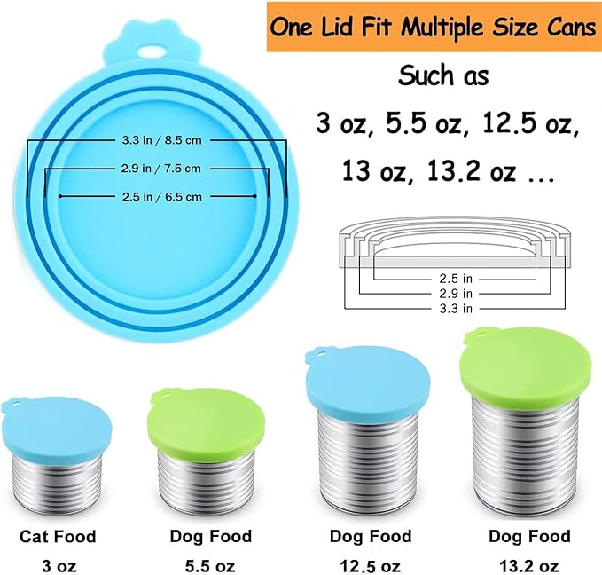 Comtim Pet Food Can Cover Silicone Can Lids for Dog and Cat Food(Universal Size,One fit 3 Standard Size Food Cans),Blue and Green - Image 3