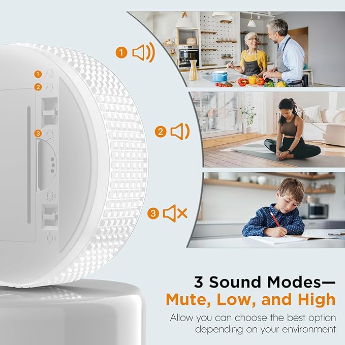 Upgrade Digital Kitchen Timer - 2 Pack Magnetic Countdown Countup Visual Pomodoro Timer with Large LED Display, 3-Preset Times, 3 Volume Levels, Ideal for Cooking, Baking and Fitness (2, White) - Image 5