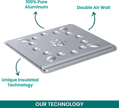 Baker's Secret Pure Aluminum Insulated 16" Cookie Sheet Commercial Grade, 100% Recycled Alu Cookie Sheet Extra Thick - The Natural Aluminum Collection