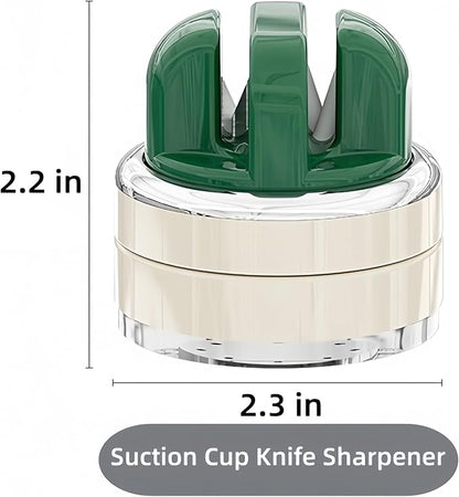 Kitchen Knife Sharpener with Suction base for Hands Free,Compact Pocket Knife Sharpeners,All-in-one Professional Knife Sharpener Tool Suitable for: Kitchen Knives,Cleaver,Fruit Knives(Green)