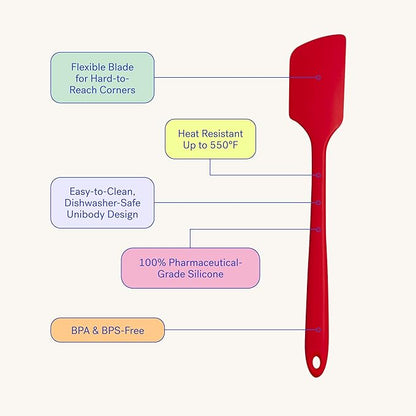 GIR: Get It Right Silicone Kitchen Spatula - Non-toxic Cooking Utensils for Nonstick Cookware, Cooking and Baking, Mini - 8IN - Red