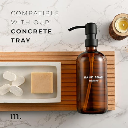 MaisoNovo Soap Dispenser 2-Piece Set | 16.9oz Amber Bottles with Black Plastic Pumps