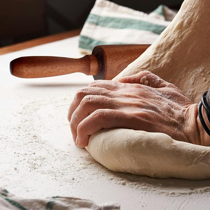 Classic Sapele Wooden Rolling Pin With Handles,Wood Baking Roller （17''L x 1.77"W) - Image 6