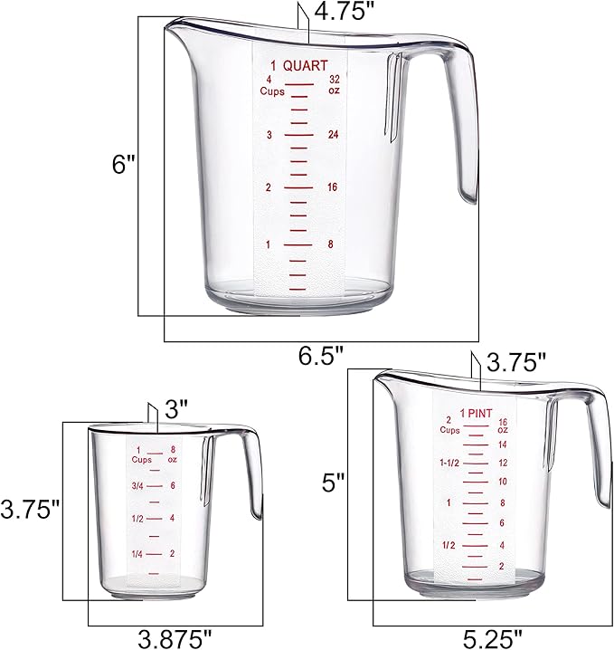 Amazing Abby - Melissa - Plastic Measuring Cups (3-Piece Set), Food-Grade Measuring Jugs, 1/2/4-Cup Capacity, Unbreakable, Stackable, Dishwasher-Safe, Great for Oil, Vinegar, Flour, and More - Image 5