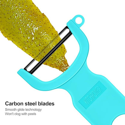 Original Vegetable Fruit Peeler Carbon Steel Blade 3 Pack Orange/Blue/Yellow… - Image 3