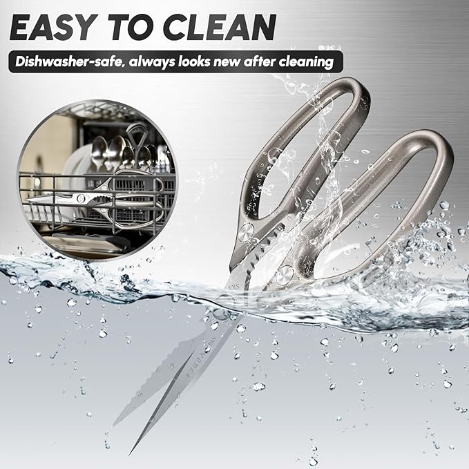 SSGP Kitchen Shears Set, All Purpose Heavy Duty Poultry Shears, Sharp Japanese Meat Scissors, Dishwash Safe Stainless Steel Kitchen Scissors for Food, Chicken Bones, Turkey, Christmas Gifts Women Men - Image 5