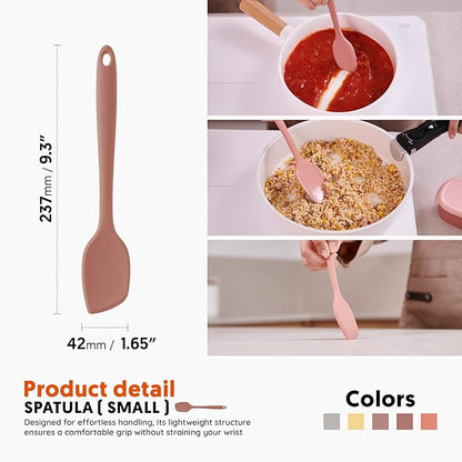 Platinum Silicone Spatula – BPA Free Silicone Spatula for Cooking – Heat Resistant Cooking Utensils for Non Stick Pans – One-Piece Spoonula for Baking, Mixing & More – Kitchen Scraper 9.3” Dry Rose