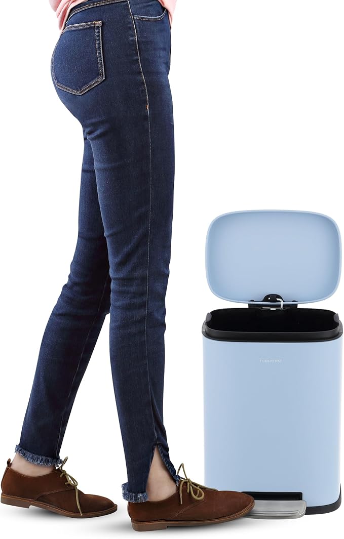 happimess HPM1006H Connor Rectangular 13-Gallon Trash Can with Soft-Close Lid and Free Mini Trash Can, Fingerprint Resistant, Modern, Minimalistic for Home, Kitchen, Office, Bathroom, Tide Pool Blue - Image 8