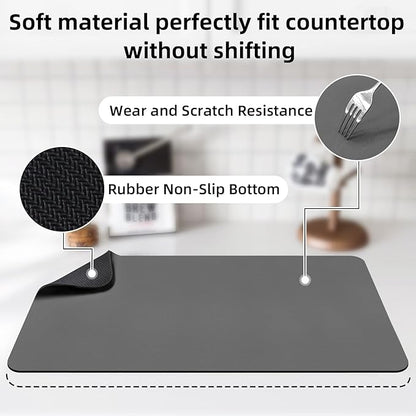 LOPNUR Kitchen Dish Drying Mat, 24"x16" Large Dish Drying Mats for Kitchen Counter, Diatomite Coffee Mat, Super Absorbent Dish Drying Pad, Heat Resistant Mat with Anti-slip Rubber Backed, Grey - Image 4