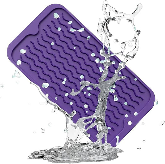 ZLR Silicone Sponge Holder & Sink Caddy Tray (6" x 12") - Narrow Dish Drying Mat for Kitchen Counter - Waterproof Soap Dispenser Organizer, Non-Slip Bathroom Vanity Tray (Meadow Violet) by ZLR